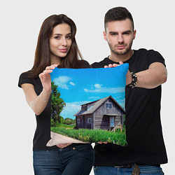 Подушка квадратная Дом в деревне, цвет: 3D-принт — фото 2