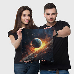 Подушка квадратная Космос и планета, цвет: 3D-принт — фото 2