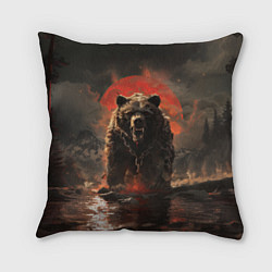 Подушка квадратная Russian angry bear, цвет: 3D-принт