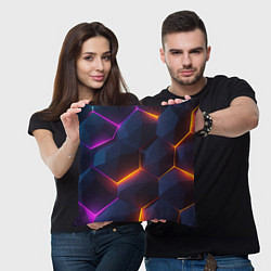 Подушка квадратная Неоновая яркая геометрическая абстракция со светом, цвет: 3D-принт — фото 2