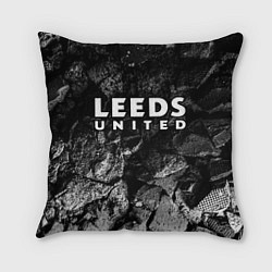 Подушка квадратная Leeds United black graphite, цвет: 3D-принт
