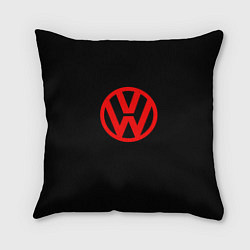 Подушка квадратная Volkswagen red logo, цвет: 3D-принт