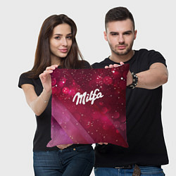 Подушка квадратная Milfa надпись в стиле шоколадки Milka, цвет: 3D-принт — фото 2