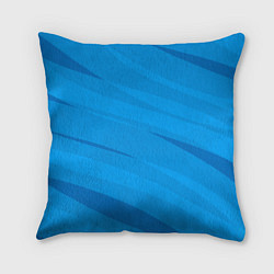 Подушка квадратная Насыщенный голубой полосами, цвет: 3D-принт