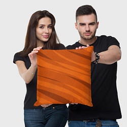 Подушка квадратная Тёмный оранжевый полосами, цвет: 3D-принт — фото 2