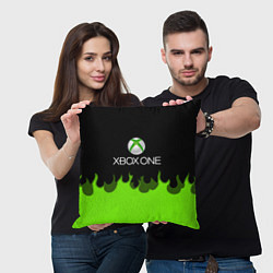 Подушка квадратная Xbox green fire, цвет: 3D-принт — фото 2