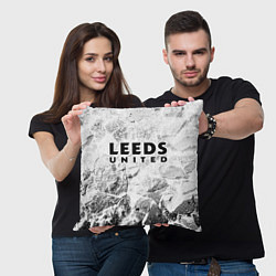 Подушка квадратная Leeds United white graphite, цвет: 3D-принт — фото 2