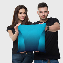 Подушка квадратная Яркий голубой с синим градиент комбинированный кро, цвет: 3D-принт — фото 2