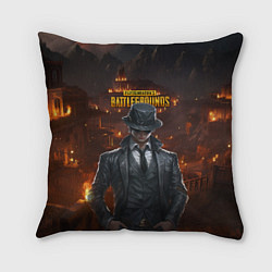 Подушка квадратная PUBG персонаж - город в огне, цвет: 3D-принт