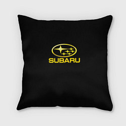 Подушка квадратная Subaru logo yellow, цвет: 3D-принт