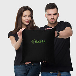 Подушка квадратная Razer brend steel, цвет: 3D-принт — фото 2