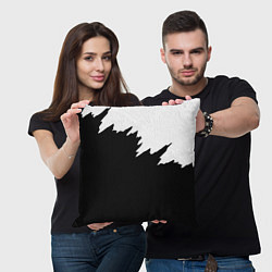 Подушка квадратная Просто краска черно белая, цвет: 3D-принт — фото 2