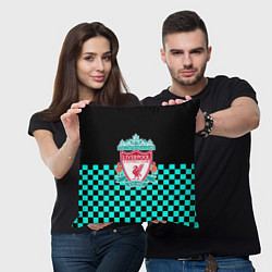 Подушка квадратная Liverpool fc sport клетка, цвет: 3D-принт — фото 2