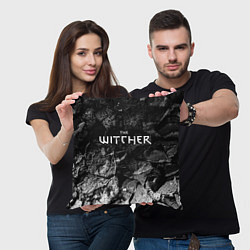 Подушка квадратная The Witcher black graphite, цвет: 3D-принт — фото 2