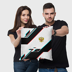 Подушка квадратная Россия спортивная геометрия глитч, цвет: 3D-принт — фото 2