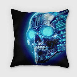 Подушка квадратная Neon cyber skull - ai art, цвет: 3D-принт