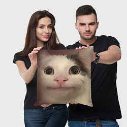 Подушка квадратная Вежливый кот мем - big picture, цвет: 3D-принт — фото 2
