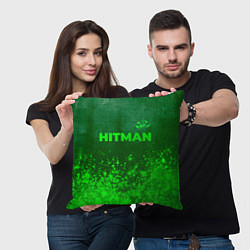 Подушка квадратная Hitman - green gradient посередине, цвет: 3D-принт — фото 2