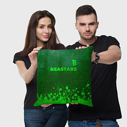 Подушка квадратная Beastars - green gradient посередине, цвет: 3D-принт — фото 2