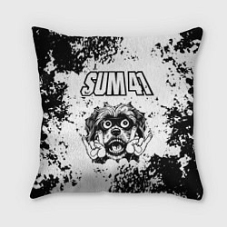 Подушка квадратная Sum41 - рок пес, цвет: 3D-принт