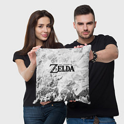 Подушка квадратная Zelda white graphite, цвет: 3D-принт — фото 2