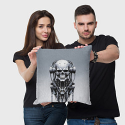 Подушка квадратная Cool cyber skull - ai art fantasy, цвет: 3D-принт — фото 2