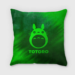 Подушка квадратная Totoro - green gradient, цвет: 3D-принт