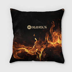 Подушка квадратная Deadlock logo на фоне огня, цвет: 3D-принт
