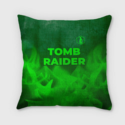 Подушка квадратная Tomb Raider - green gradient посередине, цвет: 3D-принт