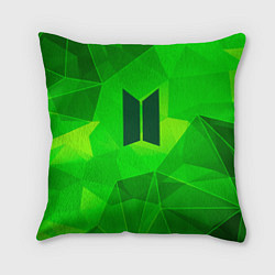 Подушка квадратная BTS green poly, цвет: 3D-принт