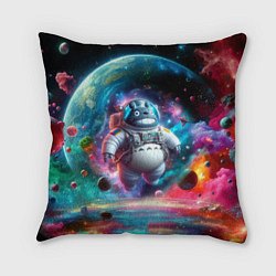 Подушка квадратная Astronaut Totoro in neon space - ai art fantasy, цвет: 3D-принт