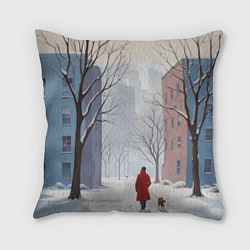 Подушка квадратная Прогулка зима