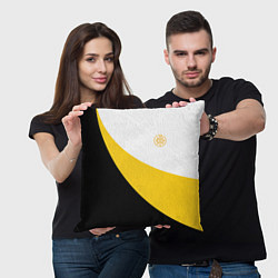 Подушка квадратная Мы русские с нами Бог малый желтый КЦК Николай II, цвет: 3D-принт — фото 2