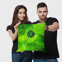 Подушка квадратная Exo green poly, цвет: 3D-принт — фото 2