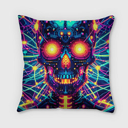 Подушка квадратная Neon skull - ai art fantasy, цвет: 3D-принт