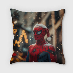 Подушка квадратная New year Spider-man, цвет: 3D-принт