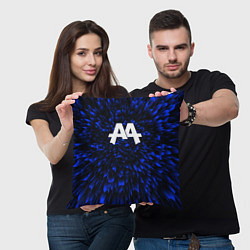 Подушка квадратная Asking Alexandria blue energy, цвет: 3D-принт — фото 2