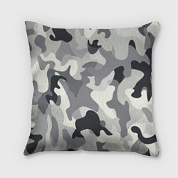 Подушка квадратная Бело-серый камуфляж, цвет: 3D-принт