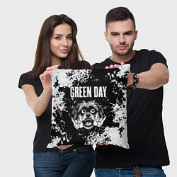 Подушка квадратная Green Day рок пес, цвет: 3D-принт — фото 2