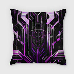 Подушка квадратная Purple lines on a black background, цвет: 3D-принт