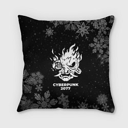 Подушка квадратная Снежный Cyberpunk 2077, цвет: 3D-принт