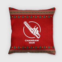 Подушка квадратная Chainsaw Man new year, цвет: 3D-принт