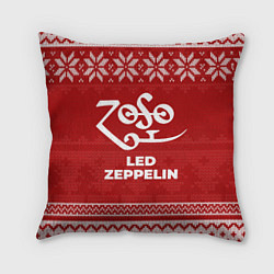 Подушка квадратная Новогодний Led Zeppelin, цвет: 3D-принт