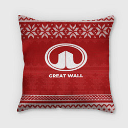 Подушка квадратная Новогодний Great Wall, цвет: 3D-принт