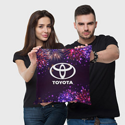 Подушка квадратная Праздничный Toyota, цвет: 3D-принт — фото 2