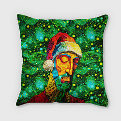 Подушка квадратная Ded Moroz: pop-art-brut-nouveau pointillism, цвет: 3D-принт