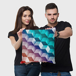 Подушка квадратная Объёмные разноцветные градиентные кубы, цвет: 3D-принт — фото 2