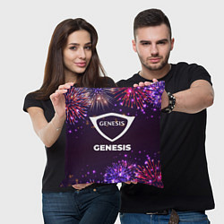 Подушка квадратная Праздничный Genesis, цвет: 3D-принт — фото 2
