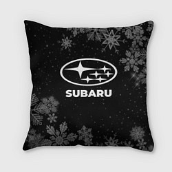 Подушка квадратная Снежный Subaru, цвет: 3D-принт