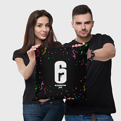 Подушка квадратная Rainbow Six конфети, цвет: 3D-принт — фото 2